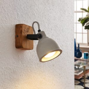 Lindby Mitis LED bodovka ze dřeva a betonu 2ks