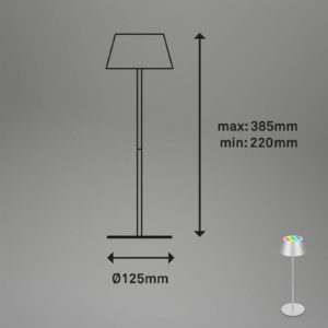 LED stolní lampa Kiki s baterií RGBW, chrom matný