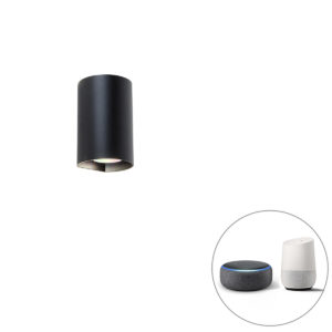 Chytré nástěnné kulaté svítidlo černé včetně Wifi GU10 - Sabbir