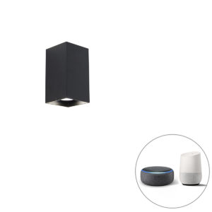 Chytré čtvercové nástěnné svítidlo černé včetně Wifi GU10 - Sabbir