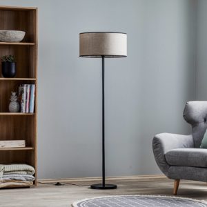 Stojací lampa Tubo, textil, béžová, Ø 45 cm