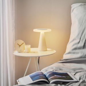 Helestra Bax stolní lampa, dotykový stmívač, bílá