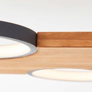 LED stropní světlo Cheesy ze dřeva, čtyři zdroje