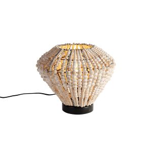 Orientální stolní lampa béžová s korálky - Moti