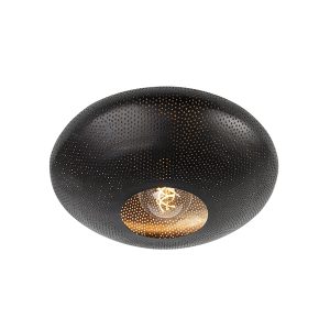 Chytré stropní svítidlo černé se zlatou 40 cm vč.Wifi G95 – Radiance