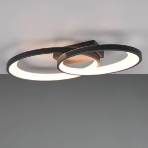 LED stropní světlo Malaga se 2 kruhy, černá