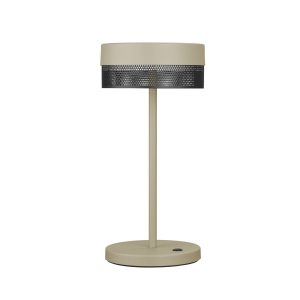 LED stolní lampa Mesh, baterie, 30cm písková/černá