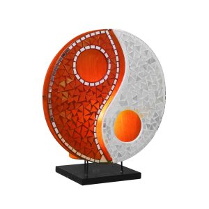 Stolní lampa Ying Yang, mozaika, oranžová/bílá