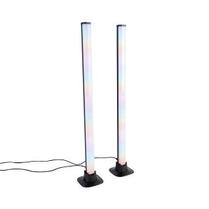 Černá stolní lampa včetně LED s dálkovým ovládáním a RGB – Arnold