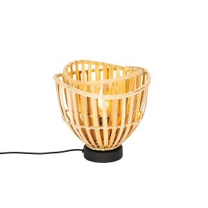 Orientální stolní lampa černá s přírodním bambusem – Pua