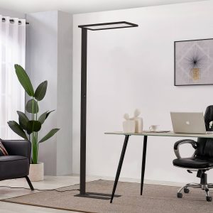 Kancelářská stojací lampa Prios Taronis LED, stmívač, černá
