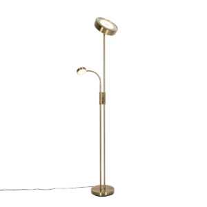 Bronzová stojací lampa včetně LED a stmívače s lampičkou na čtení - Kelso