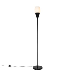 Moderní stojací lampa černá s opálovým sklem – Drop