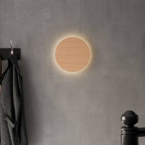 Envostar Luna Wood nástěnné světlo, dřevo, Ø30cm