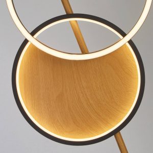 Stojací lampa LED Curio, vzhled dřeva
