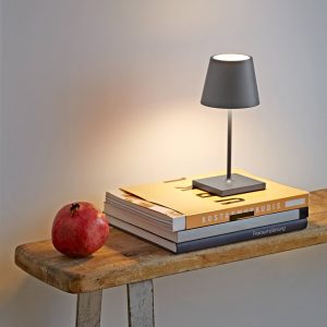 Nuindie mini LED dobíjecí stolní lampa, kulatá, USB-C, grafitově šedá