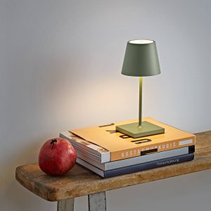 Nuindie mini LED dobíjecí stolní lampa, kulatá, USB-C, šalvějově zelená