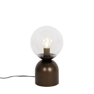 Hotelová elegantní stolní lampa tmavě bronzová s čirým sklem - Pallon Trend