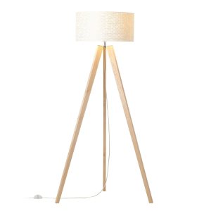 Stojací lampa Galance, bílá dřevěný třínohý stojan