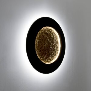 Nástěnné svítidlo LED Luna Piena, hnědočerná/zlatá, Ø 80 cm