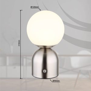 Stolní dobíjecí lampa Julsy LED, niklová barva, výška 21 cm, CCT