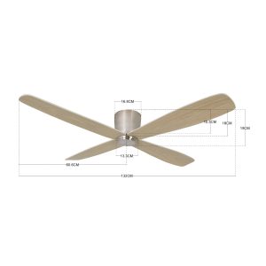 Stropní ventilátor Fraser, stejnosměrný proud, tichý, Ø 132 cm, chrom/dub